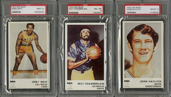 1972 Icee Bear Basketball PSA NM-MT 8 and PSA MINT 9 Complete Set (20) 